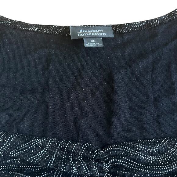 DressBarn Y2K Black Sparkly Metallic Ruched Baby Doll Top Size XL - Picture 2 of 4